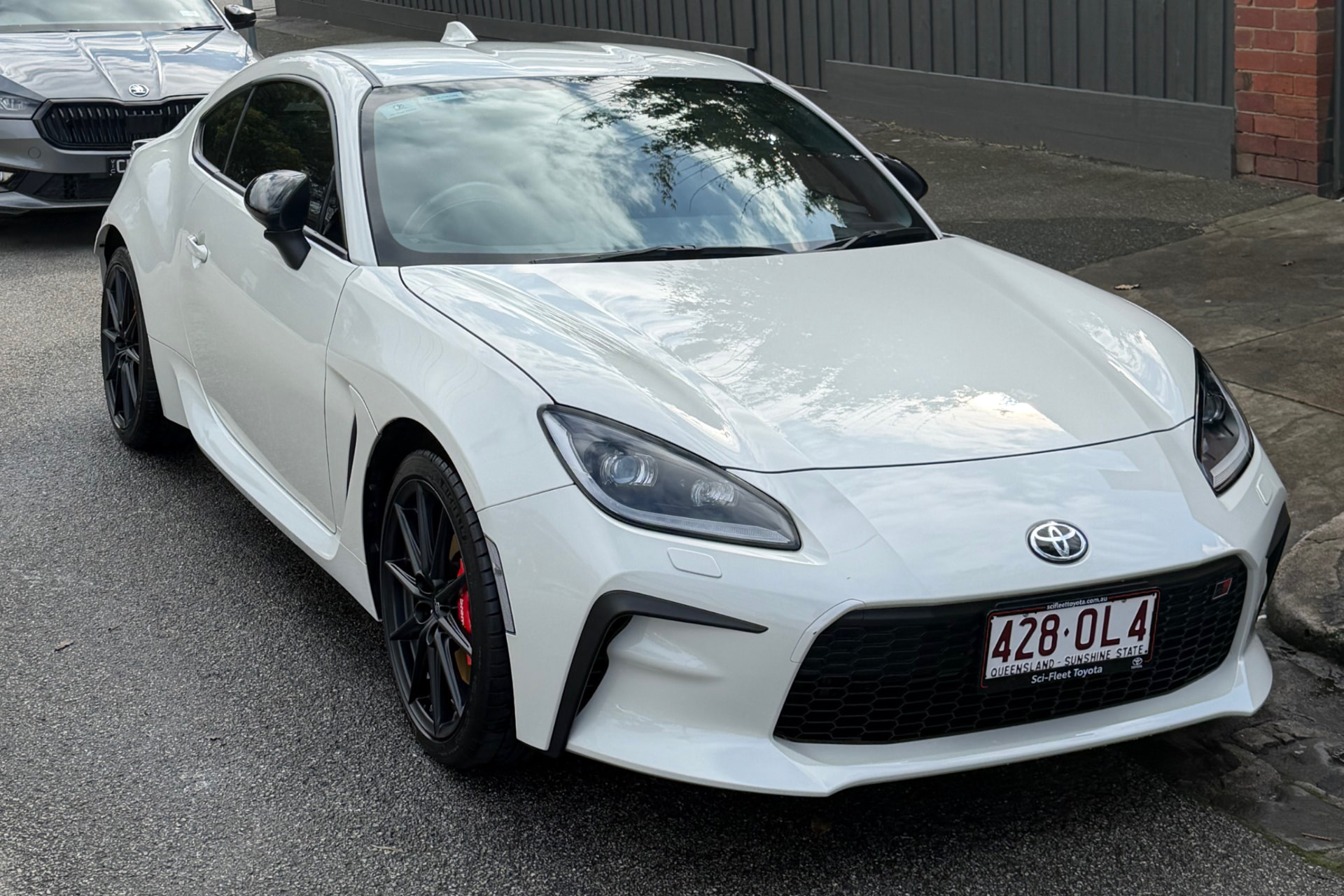 Freshly detailed white Toyota GR86 with glossy paint finish in Melbourne